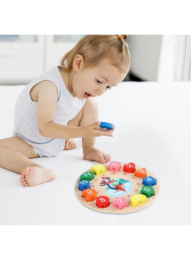 مورين لعبة تعليمية من MUREN® Teaching Clock للتعلم المبكر، لعبة ألغاز خشبية بأشكال هندسية وألوان، لعبة ألغاز تعليمية مبكرة، من سن 3 إلى 10 سنوات - قطعة واحدة - متعددة الألوان - Image 2