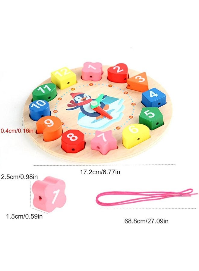 مورين لعبة تعليمية من MUREN® Teaching Clock للتعلم المبكر، لعبة ألغاز خشبية بأشكال هندسية وألوان، لعبة ألغاز تعليمية مبكرة، من سن 3 إلى 10 سنوات - قطعة واحدة - متعددة الألوان - Image 1