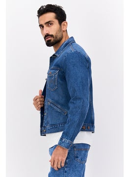 Wrangler Men Washed Denim Jacket, Med Blue  - Image 2