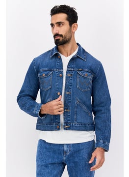 Wrangler Men Washed Denim Jacket, Med Blue  - Image 1