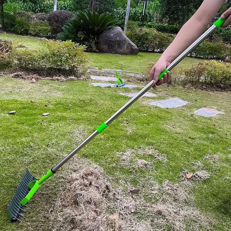 Alloy Steel Lawn Straw Rake 1.7 Meter Tool for Cleaning Dead Grass Loosening Soil - Image 3