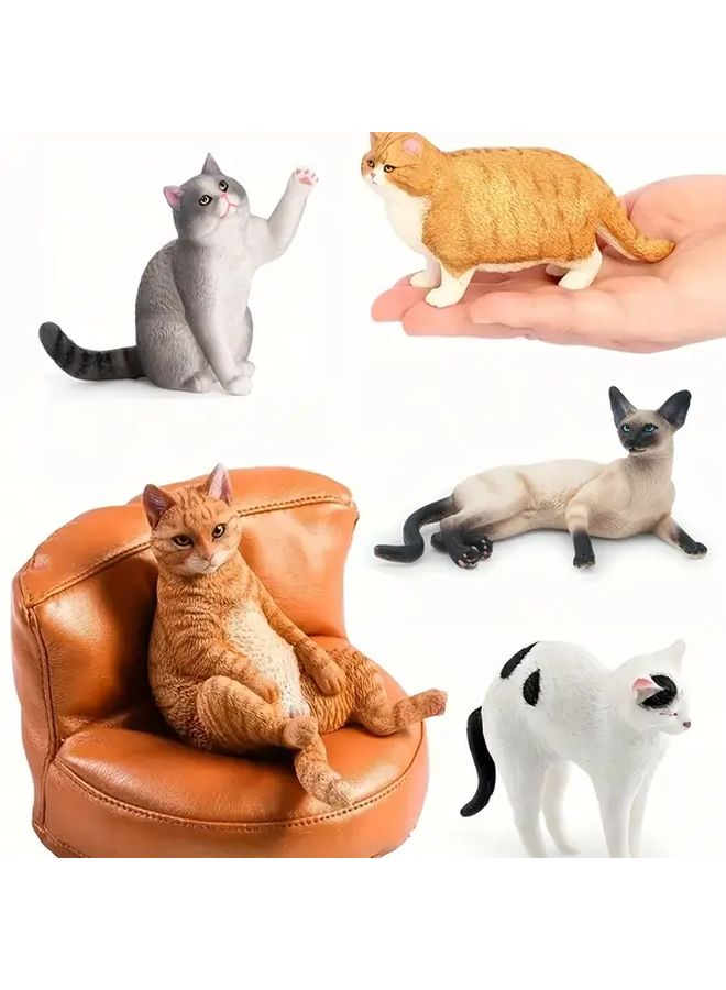 Sleeping Cat Figurine Handcrafted PVC Desktop Decor White Brown Tabby Kitten Statue Gift - Image 2