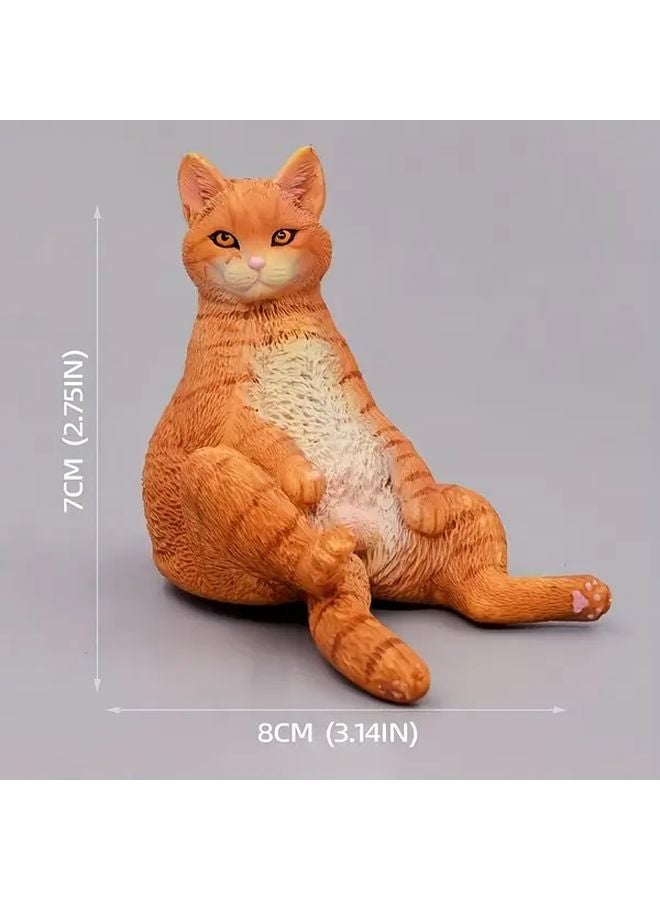 Sleeping Cat Figurine Handcrafted PVC Desktop Decor White Brown Tabby Kitten Statue Gift - Image 3