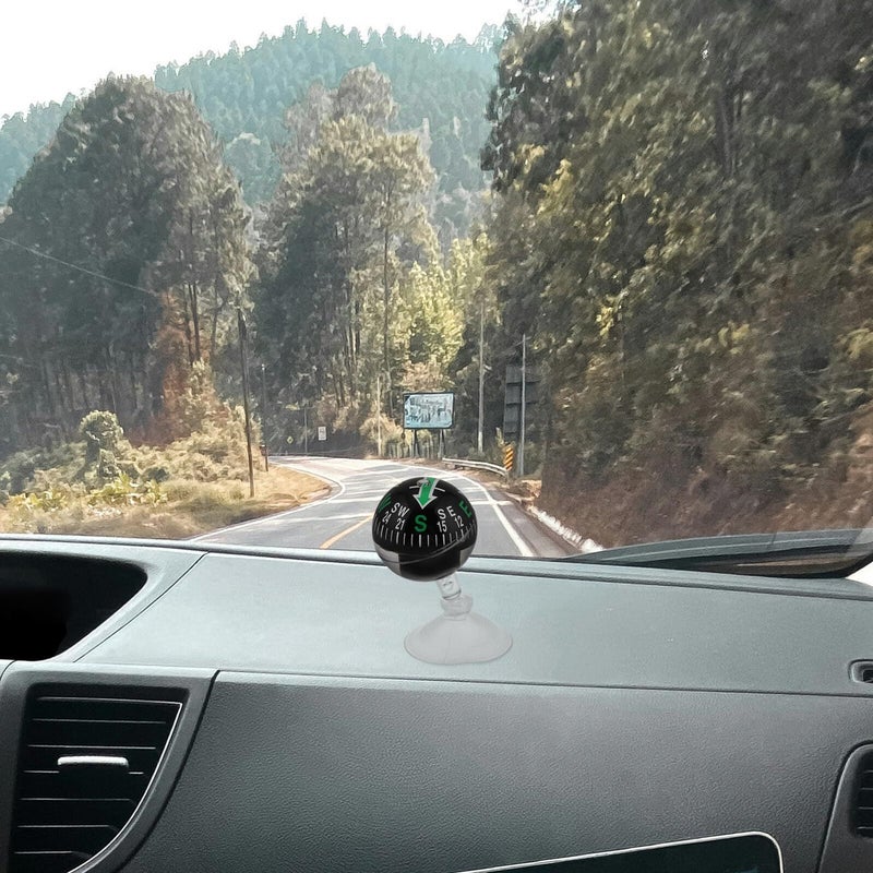 HEMOTON Automotive Dashboard Compass 38mm Suction Cup Portable Black Car Navigation Accessory - Image 5