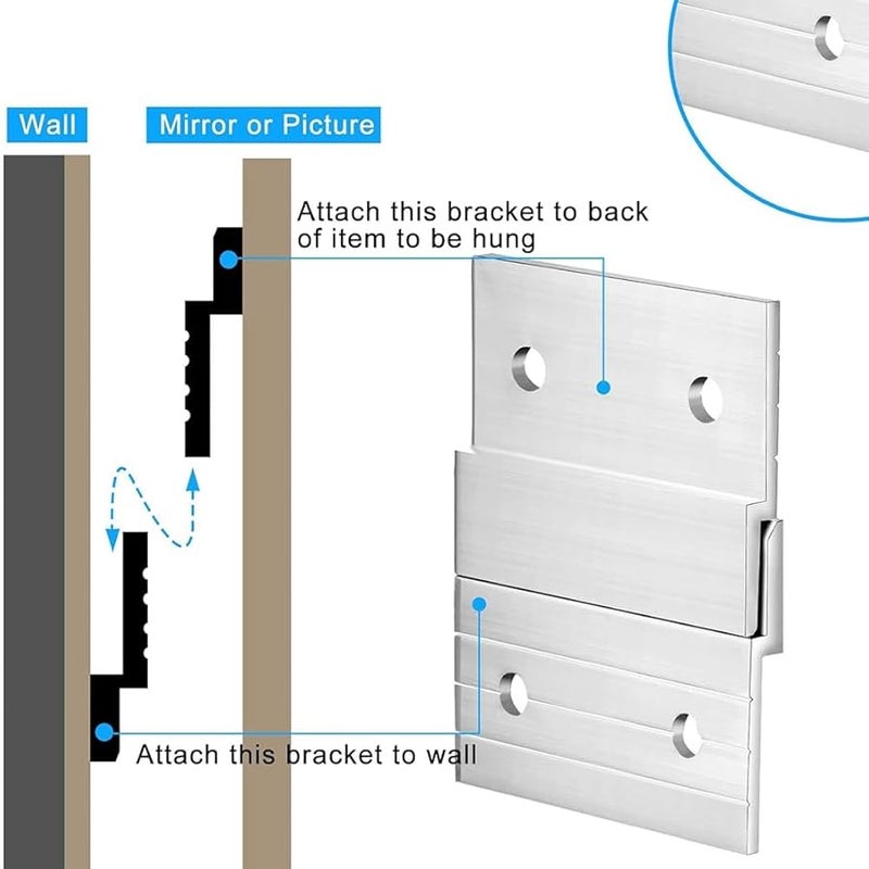 طقم أجهزة تعليق بار زد الألومنيوم 24 قطعة لتعليق خطافات الصور الخشبية الفرنسية - Image 4