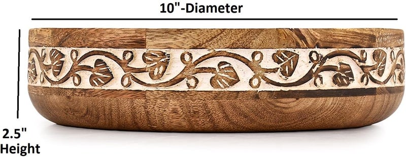 BHAVATU Salad Bowl Mango Wood Multipurpose Decorative Big Mixing  Serving Bowl for Tossed Salads Fruit Popcorn Chips 10 x 10 x 25 - Image 5