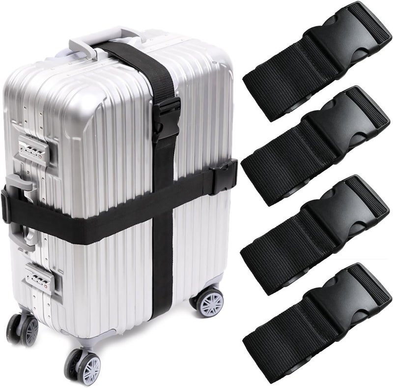 BASRI Luggage Belts for Travelling Bags and Trolleys, 2 inch Wide, Assorted Colours (Black, 4 Pack) - Image 1