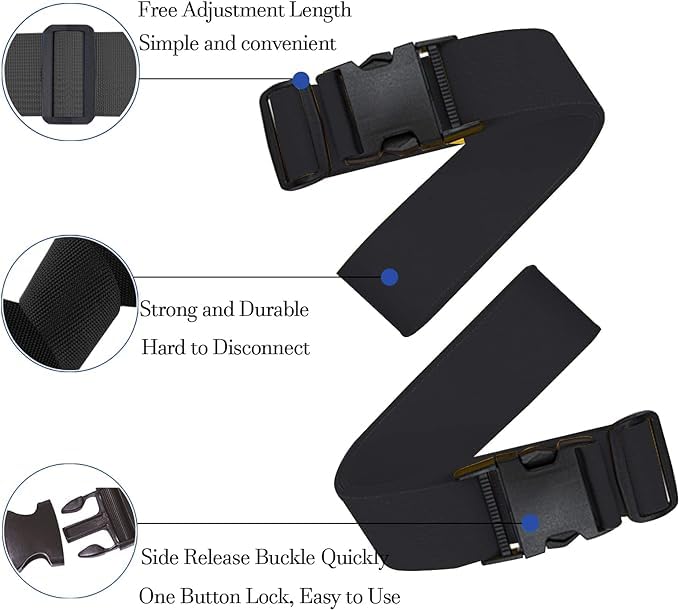 BASRI Luggage Belts for Travelling Bags and Trolleys, 2 inch Wide, Assorted Colours (Black, 4 Pack) - Image 3