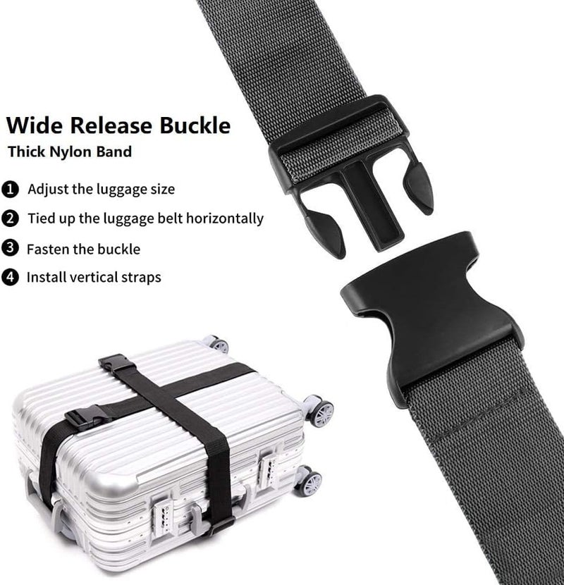 BASRI Luggage Belts for Travelling Bags and Trolleys, 2 inch Wide, Assorted Colours (Black, 4 Pack) - Image 4