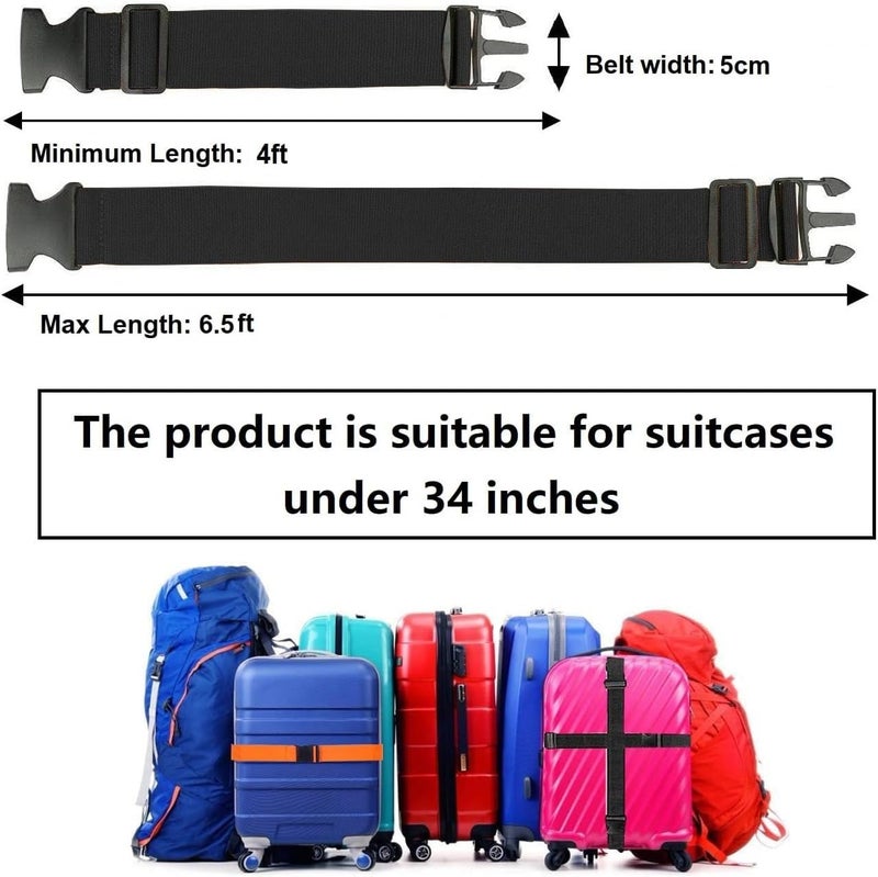 BASRI Luggage Belts for Travelling Bags and Trolleys, 2 inch Wide, Assorted Colours (Black, 4 Pack) - Image 2