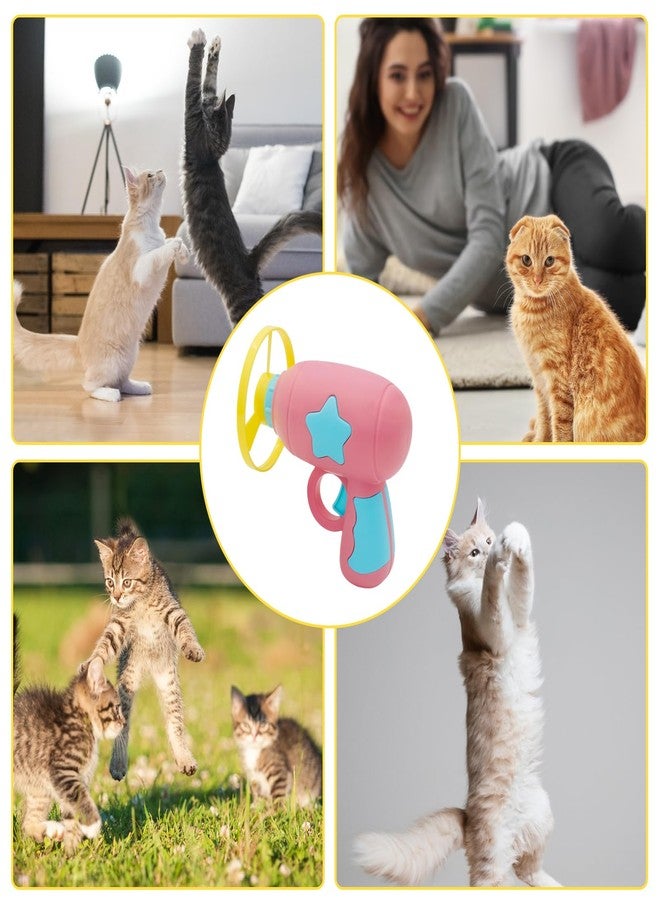 Andiker Cat Fetch Toy, Interactive Kitten Flying Disc Launcher Toy with 5 Colorful Flying Propellers for Cat Enrichment, Flying Saucer Toy for Cats for Training and Chasing (Pink) - Image 5