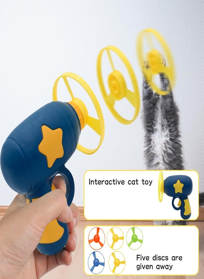 Andiker Cat Fetch Toy, Interactive Kitten Flying Disc Launcher Toy with 5 Colorful Flying Propellers for Cat Enrichment, Flying Saucer Toy for Cats for Training and Chasing (Pink) - Image 3