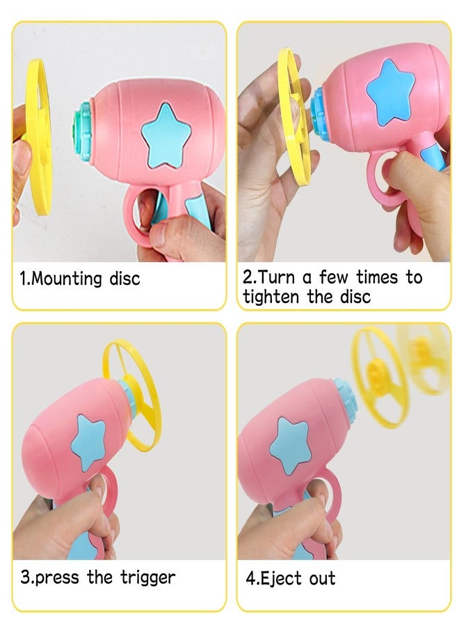 Andiker Cat Fetch Toy, Interactive Kitten Flying Disc Launcher Toy with 5 Colorful Flying Propellers for Cat Enrichment, Flying Saucer Toy for Cats for Training and Chasing (Pink) - Image 4