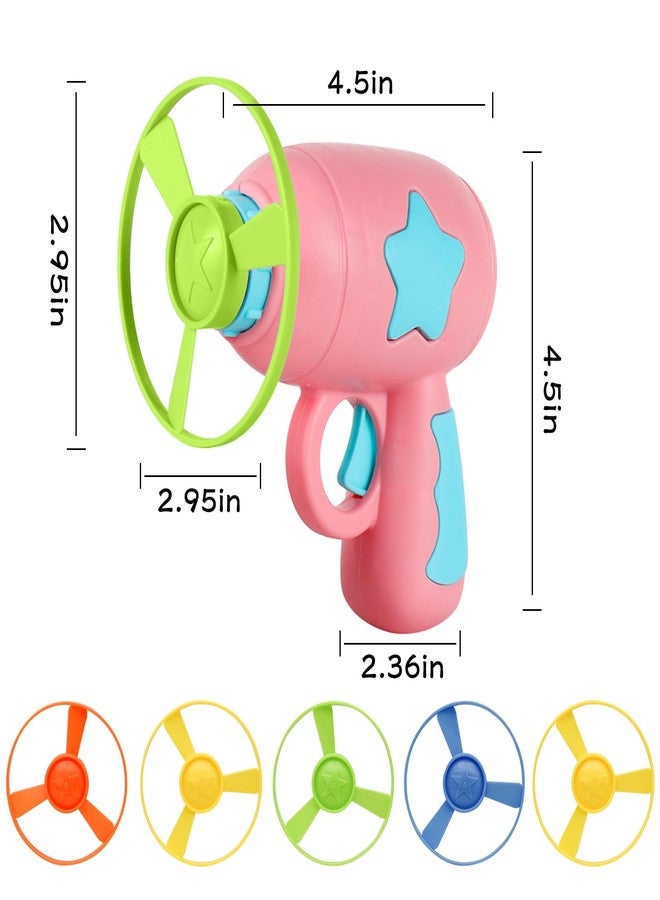 Andiker Cat Fetch Toy, Interactive Kitten Flying Disc Launcher Toy with 5 Colorful Flying Propellers for Cat Enrichment, Flying Saucer Toy for Cats for Training and Chasing (Pink) - Image 2