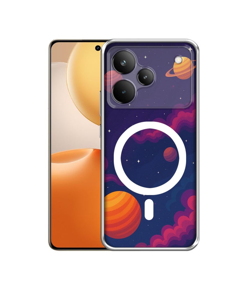 Casotec Case Cover for Realme P4 Pro 5G Cosmic Space Adventure MagSafe Ring Design (Not MagSafe Compatible) | UV Printed Soft TPU Shockproof Back Case for Realme P4 Pro 5G - Image 1