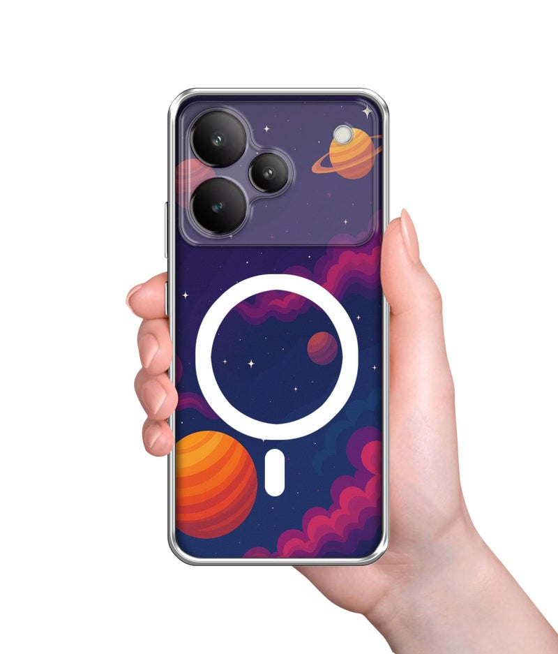 Casotec Case Cover for Realme P4 Pro 5G Cosmic Space Adventure MagSafe Ring Design (Not MagSafe Compatible) | UV Printed Soft TPU Shockproof Back Case for Realme P4 Pro 5G - Image 3