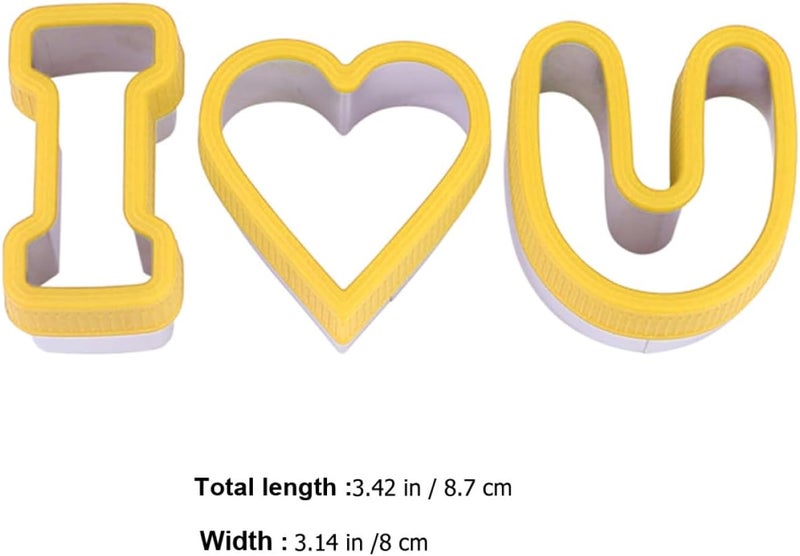 Letter Cookie Cutters 3pcs Set, Metal Biscuit Molds for Valentines, Reusable Fondant and Bread Stencils, DIY Baking Tools for Romantic Cake Decoration - Image 2