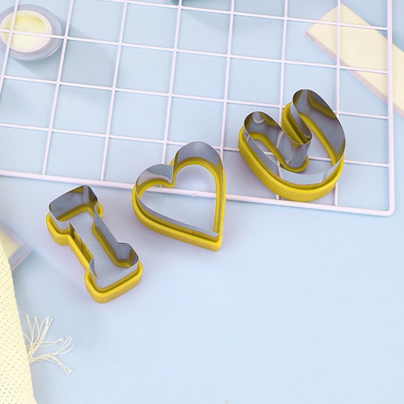 Letter Cookie Cutters 3pcs Set, Metal Biscuit Molds for Valentines, Reusable Fondant and Bread Stencils, DIY Baking Tools for Romantic Cake Decoration - Image 5