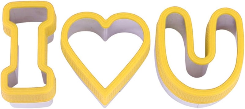 Letter Cookie Cutters 3pcs Set, Metal Biscuit Molds for Valentines, Reusable Fondant and Bread Stencils, DIY Baking Tools for Romantic Cake Decoration - Image 1