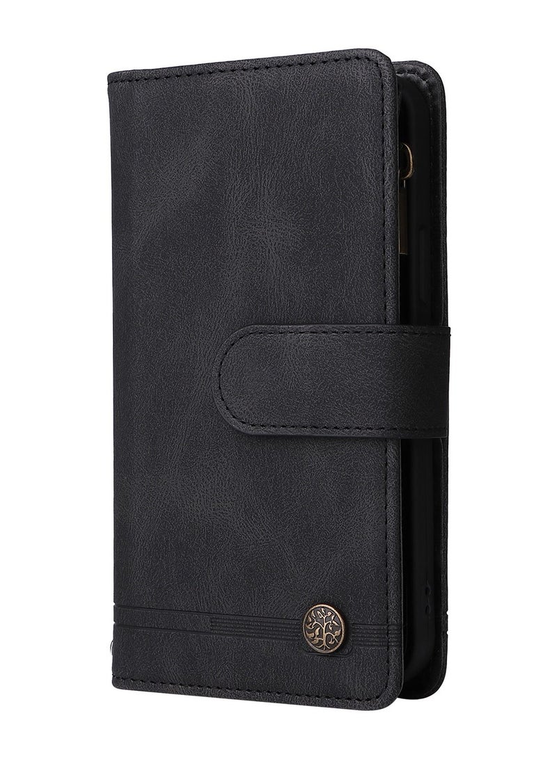 Suteni Flip Cover Leather Hidden Card Slots Phone Case for iPhone - Image 1