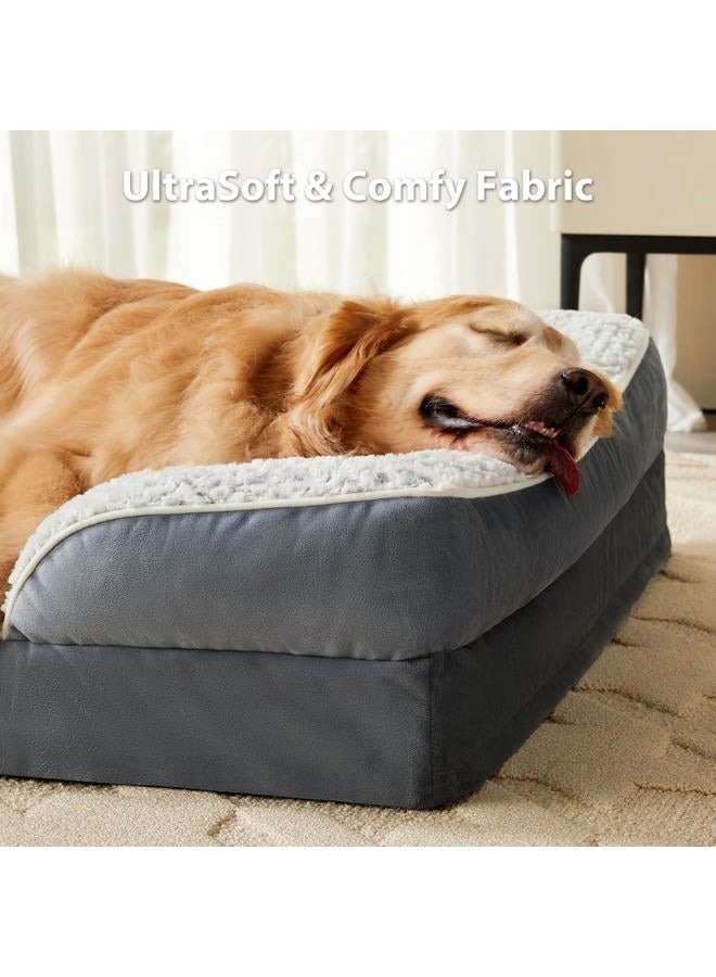 LEXTRO Orthopedic Large Dog Bed, Sofa Dog Bed Large Sized Dog with Egg Crate Foam, Large Dog Bed with Removable Washable Pillow Cover, Waterproof Dog Couch Bed with Anti-Slip Bottom, PET Bed - Image 3