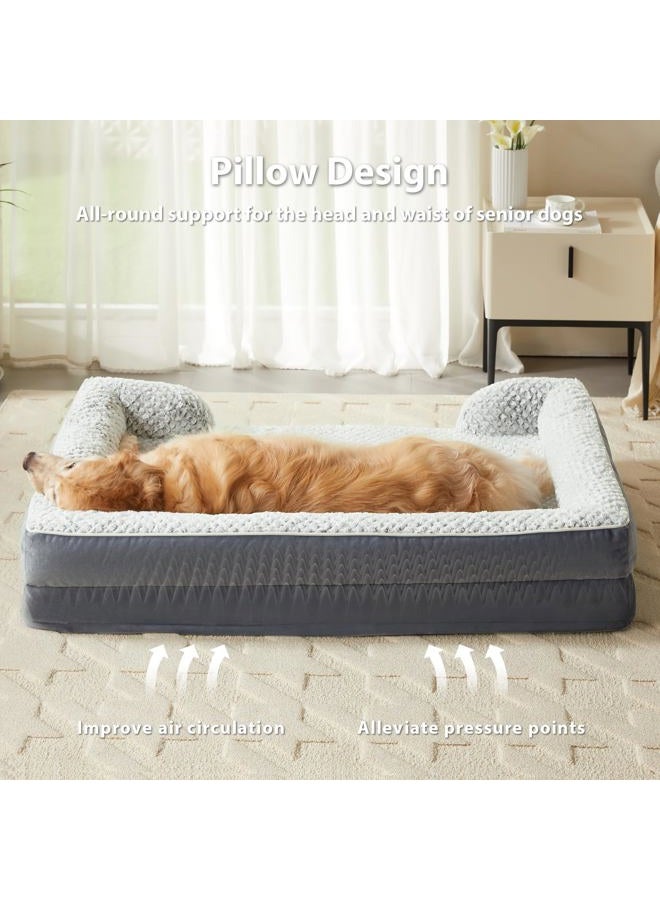 LEXTRO Orthopedic Large Dog Bed, Sofa Dog Bed Large Sized Dog with Egg Crate Foam, Large Dog Bed with Removable Washable Pillow Cover, Waterproof Dog Couch Bed with Anti-Slip Bottom, PET Bed - Image 2