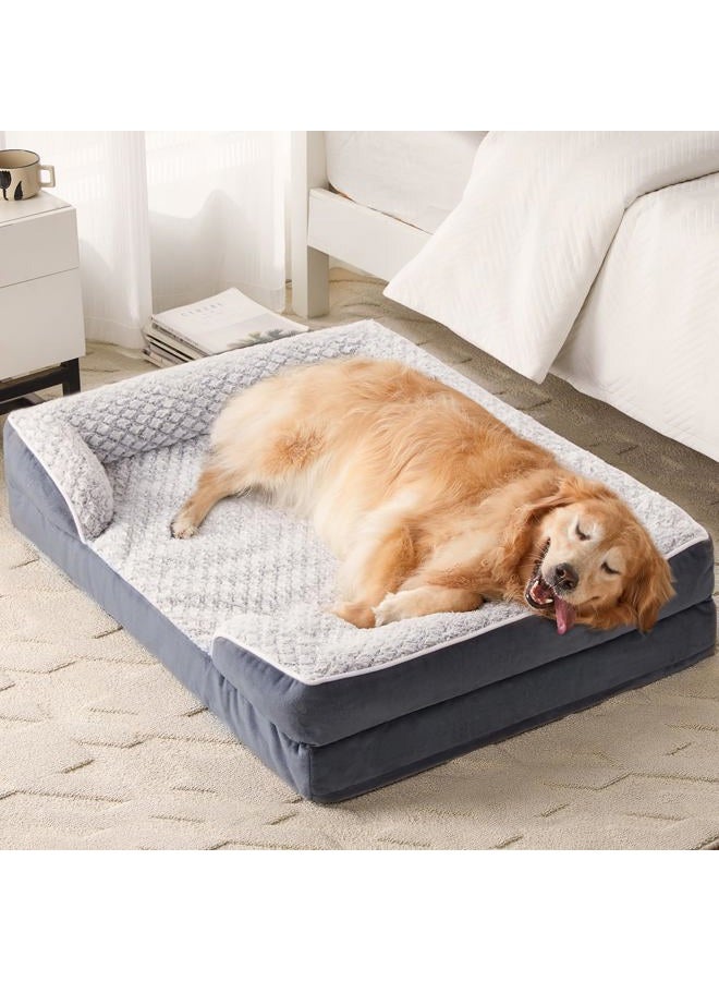LEXTRO Orthopedic Large Dog Bed, Sofa Dog Bed Large Sized Dog with Egg Crate Foam, Large Dog Bed with Removable Washable Pillow Cover, Waterproof Dog Couch Bed with Anti-Slip Bottom, PET Bed - Image 1