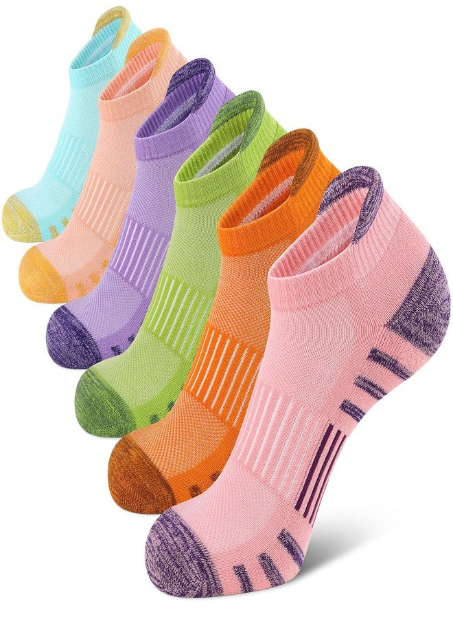 Airacker Athletic Running Ankle Cotton Socks, Low Cut Cushioned Performance Anti-Blister Tab Sport Sock for Men Women 6 Pairs, Warm-multicolor, 9-12 - Image 1