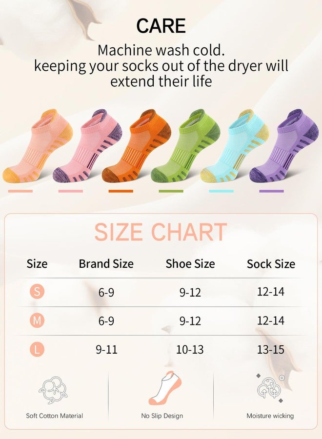 Airacker Athletic Running Ankle Cotton Socks, Low Cut Cushioned Performance Anti-Blister Tab Sport Sock for Men Women 6 Pairs, Warm-multicolor, 9-12 - Image 3