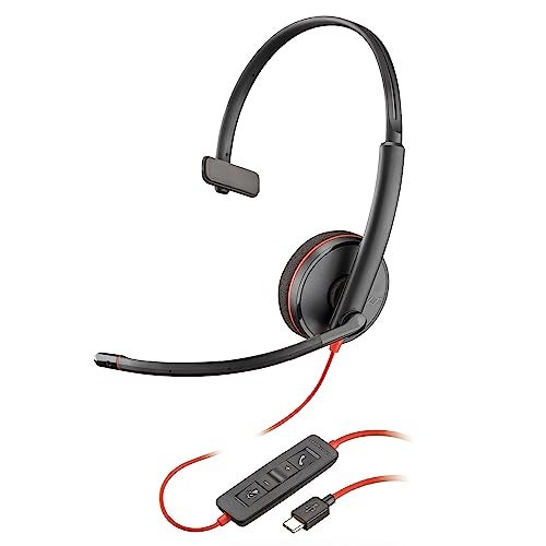 Poly Blackwire 3210 Wired Headset, Noise-Canceling Mic, Single-Ear Design, Connect to PC/Mac via USB-C or USB-A, Works with Teams & Zoom, Amazon Exclusive (9P7X7AA) - Image 1
