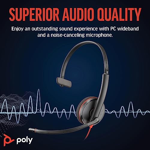Poly Blackwire 3210 Wired Headset, Noise-Canceling Mic, Single-Ear Design, Connect to PC/Mac via USB-C or USB-A, Works with Teams & Zoom, Amazon Exclusive (9P7X7AA) - Image 2
