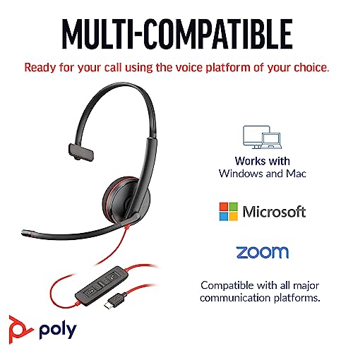 Poly Blackwire 3210 Wired Headset, Noise-Canceling Mic, Single-Ear Design, Connect to PC/Mac via USB-C or USB-A, Works with Teams & Zoom, Amazon Exclusive (9P7X7AA) - Image 5