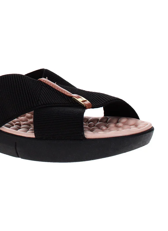 مودار Modare Ladies Flat Comfort Sandals Black | Made In Brazil