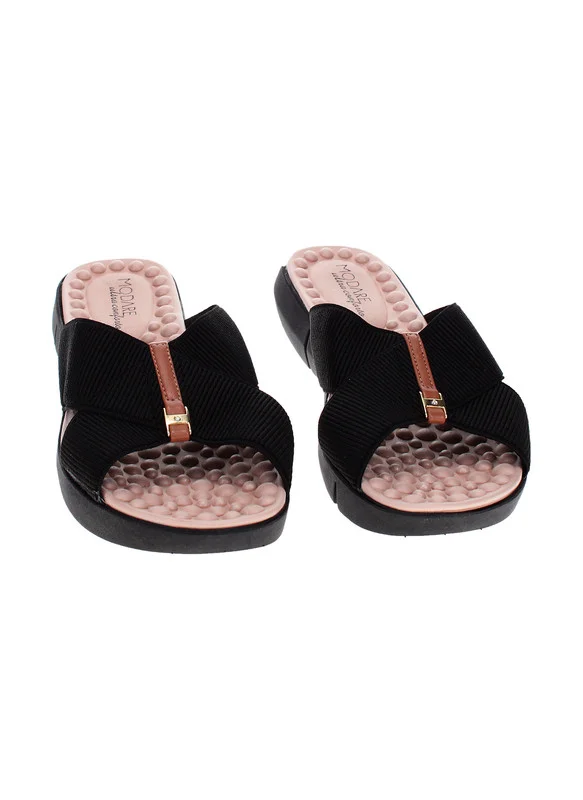 مودار Modare Ladies Flat Comfort Sandals Black | Made In Brazil
