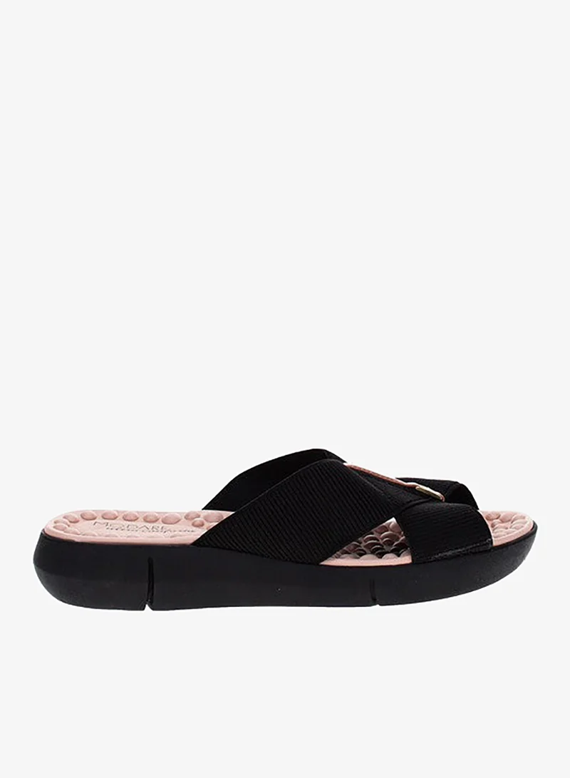 مودار صنادل نسائية مسطحة مريحة من موداري أسود | صنع في البرازيل