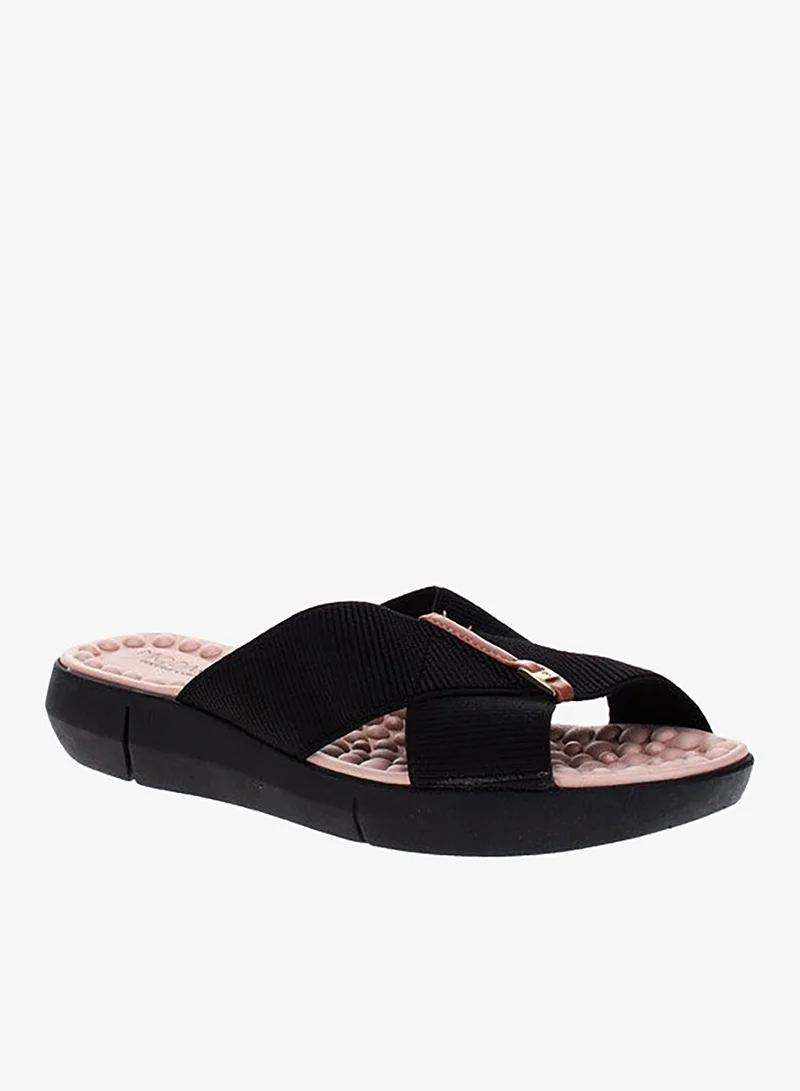 مودار صنادل نسائية مسطحة مريحة من موداري أسود | صنع في البرازيل