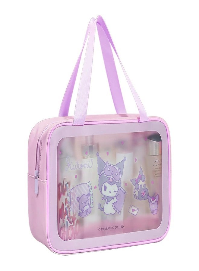 MAYCREATE® Toiletry Bag for Women, Makeup Pouch Cartoon Kuromi Cosmetic Bags for Women, Zipper Travel Cosmetic Organizer Bag, Waterproof PVC Makeup Pouch for Travelling with Handle - 25x16x10cm - Image 1