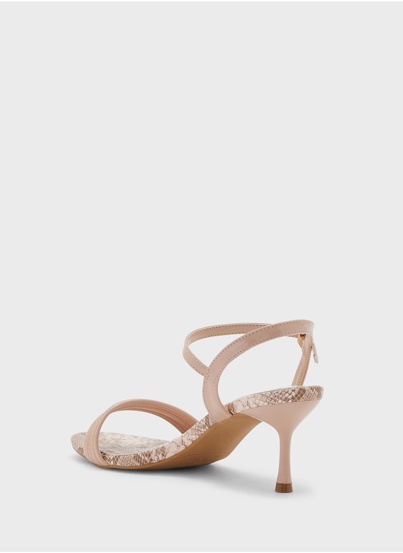 ELLA - Strappy Snake Print Ankle Strap Heel Sandal - Image 1