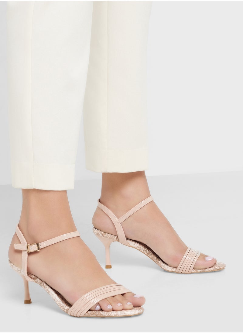 ELLA - Strappy Snake Print Ankle Strap Heel Sandal - Image 1