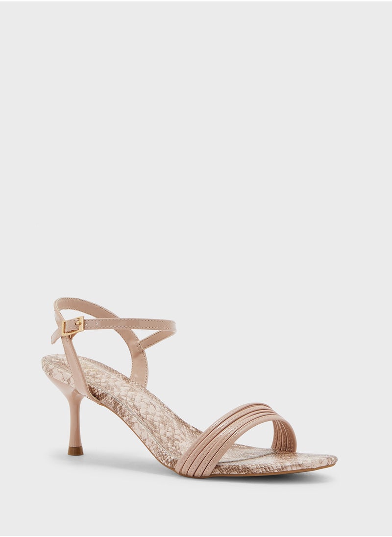 ELLA - Strappy Snake Print Ankle Strap Heel Sandal - Image 1