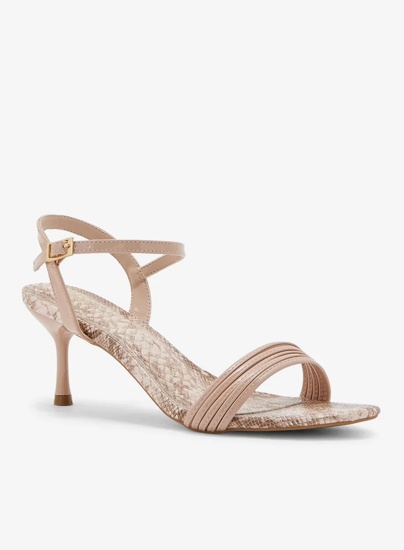 ELLA Strappy Snake Print Ankle Strap Heel Sandal