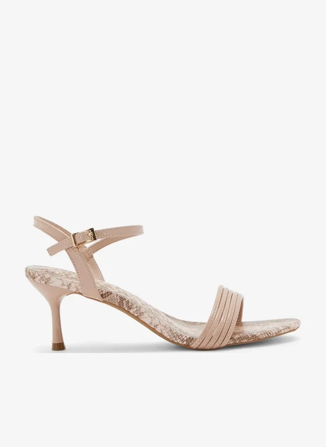 ELLA Strappy Snake Print Ankle Strap Heel Sandal