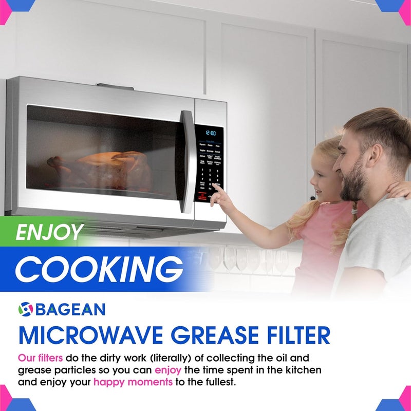 Bagean Microwave Filter Replacement 13.30” x 5.85” for 6802A 4393862 Whirlpool Microwave Filter Fits Various Brands - Aluminum Mesh Screen Grease Filter - Filters Air In Over the Range Oven Vent Fan (2-Pack) - Image 5