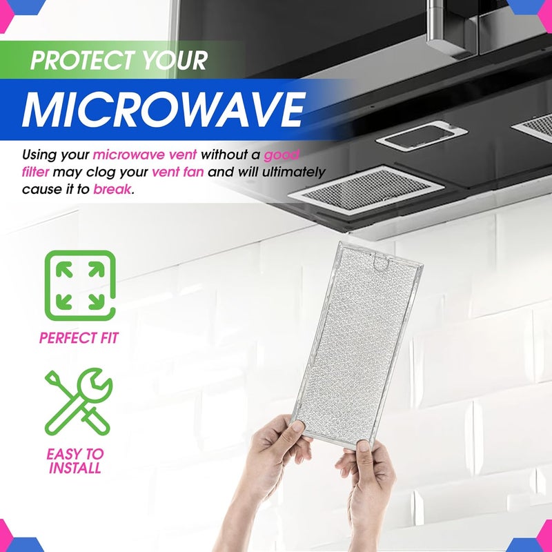 Bagean Microwave Filter Replacement 13.30” x 5.85” for 6802A 4393862 Whirlpool Microwave Filter Fits Various Brands - Aluminum Mesh Screen Grease Filter - Filters Air In Over the Range Oven Vent Fan (2-Pack) - Image 4