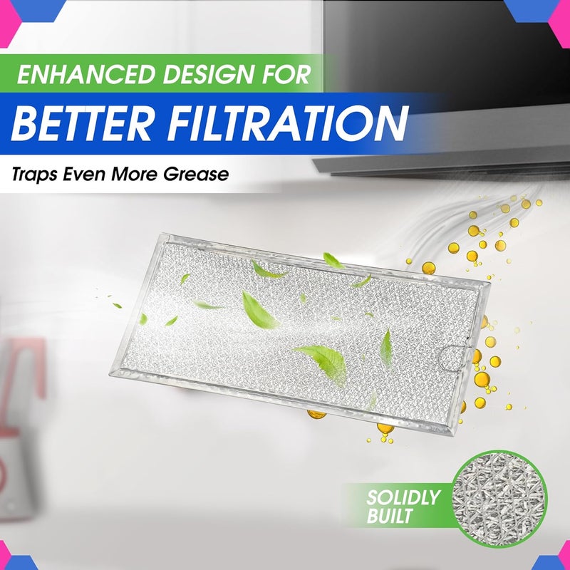 Bagean Microwave Filter Replacement 13.30” x 5.85” for 6802A 4393862 Whirlpool Microwave Filter Fits Various Brands - Aluminum Mesh Screen Grease Filter - Filters Air In Over the Range Oven Vent Fan (2-Pack) - Image 3