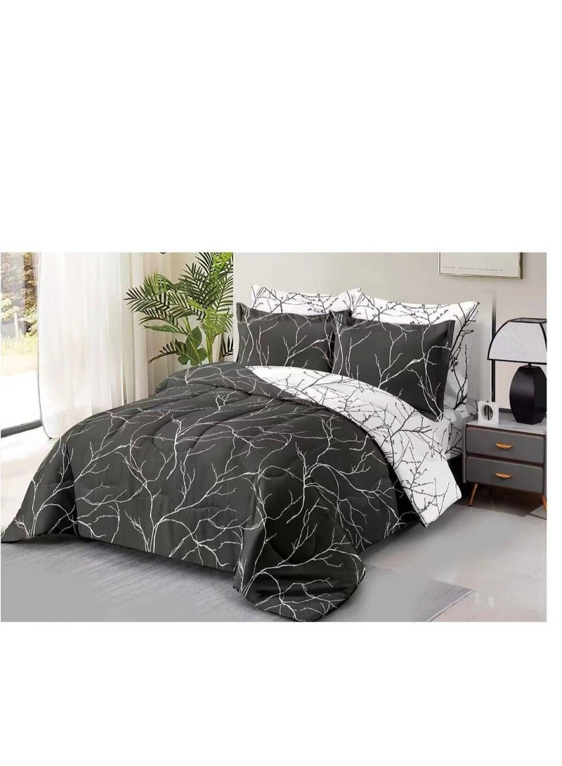 6Pcs Bedding Set Solid Color Luxury Bedding Duvet Cover Set King Size Bed Set