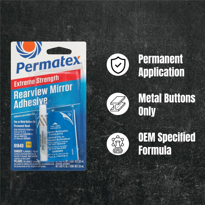 Permatex 81840-12PK مجموعة لاصق مرآة الرؤية الخلفية بقوة احترافية قصوى، (عبوة من 12) - Image 2