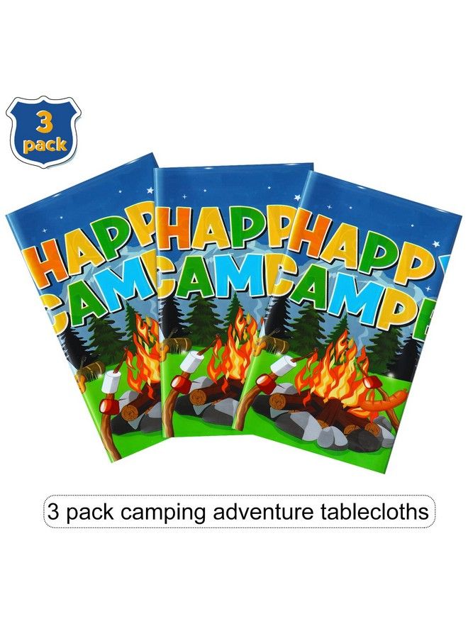 Tegeme 3 Pieces Camping Tablecloth Camping Party Table Cover Adventure Tablecloth Camp Out Campfire Forest Themed Plastic Table Cover For Camping Party Decorations Supplies - Image 5