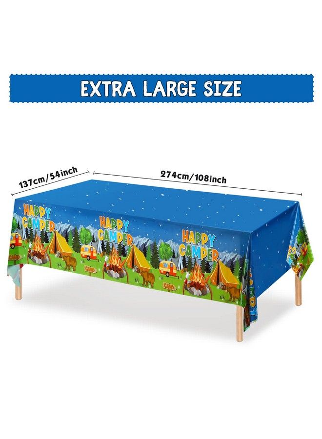 Tegeme 3 Pieces Camping Tablecloth Camping Party Table Cover Adventure Tablecloth Camp Out Campfire Forest Themed Plastic Table Cover For Camping Party Decorations Supplies - Image 3