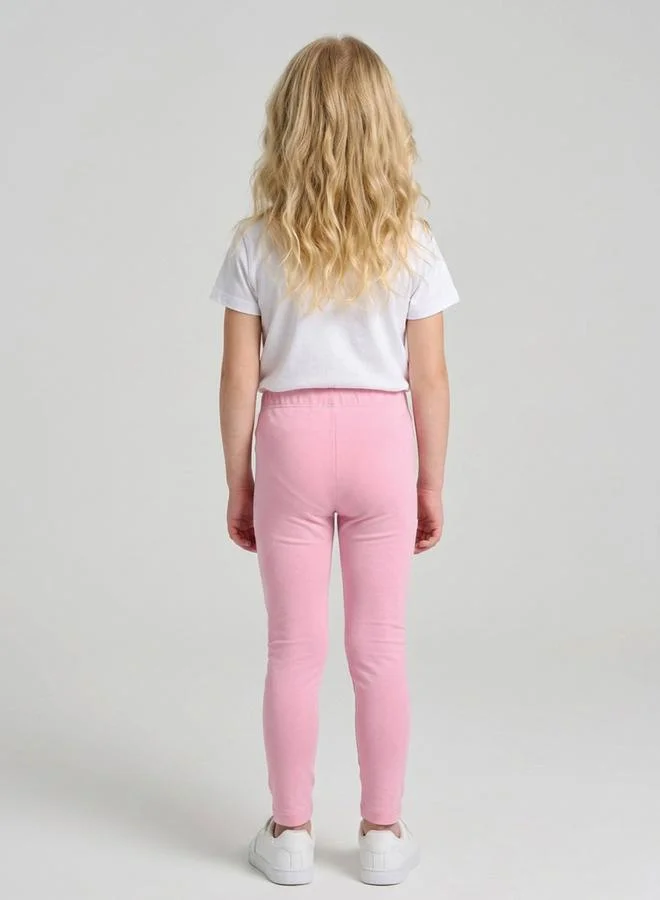 Take Two  Girls Light Pink Solid Full Length Leggings By Juniorloom for Women | Best Price UAE